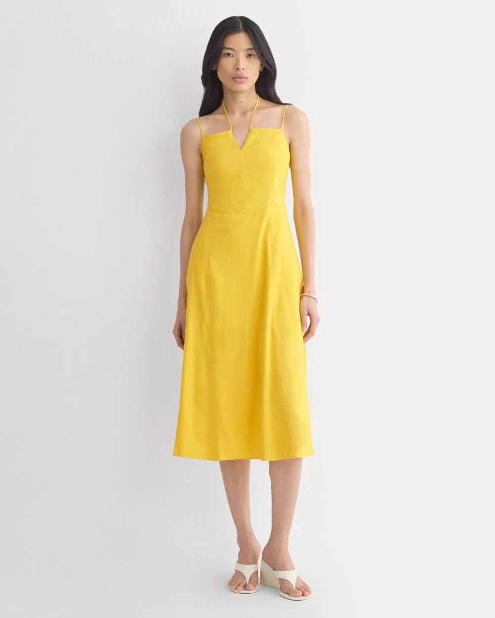 Tie-Neck Dress in Stretch Linen | Passion Fruit | Everlane