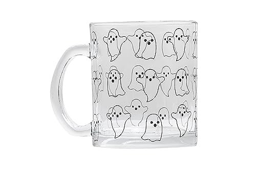 Pearhead Glass Ghost Mug, Halloween Home Décor, Coffee And Tea Glass Mug, Fall Drinkware Accessories, Seasonal Mug 12 oz. | Amazon (US)
