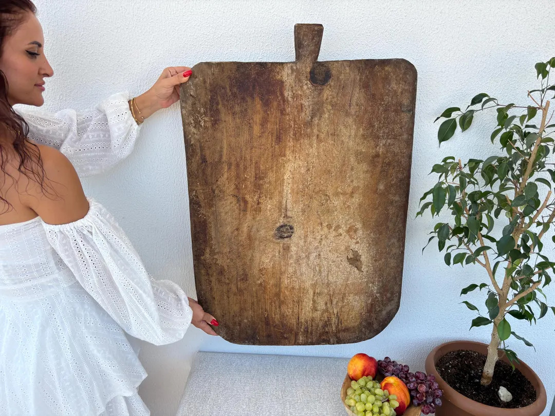 Vintage Turkish Wooden Bread Board | Rustic Handmade Cutting Paddle | Antique Kitchen Decor - Ets... | Etsy (US)