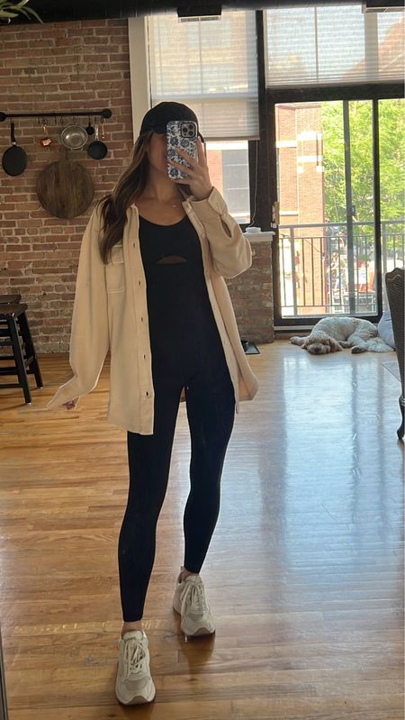 Athleisure look. Amazon bodysuit fits TTS. Shacket fits oversized- I’m in an XS. If in between sizes in the sneakers, size down a half size. 

#LTKunder50