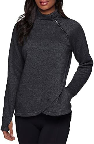 RBX Activewear Women's Fleece Pullover Sweatshirt With Zip Mock Neck, Pockets and Thumb Holes | Amazon (US)