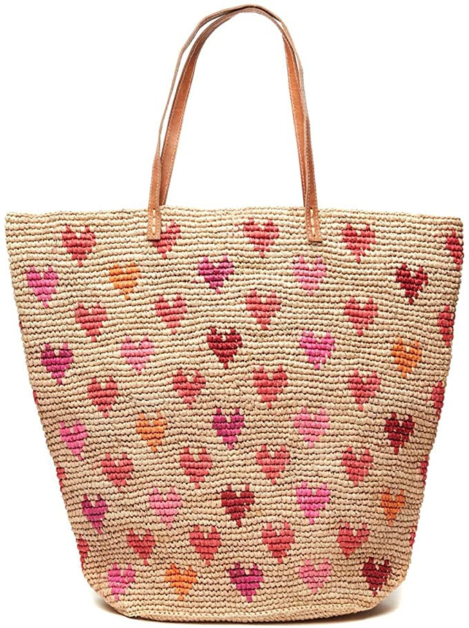 Mar Y Sol Amelie Hearts Crocheted Raffia Straw Carryall Tote Bag | Amazon (US)