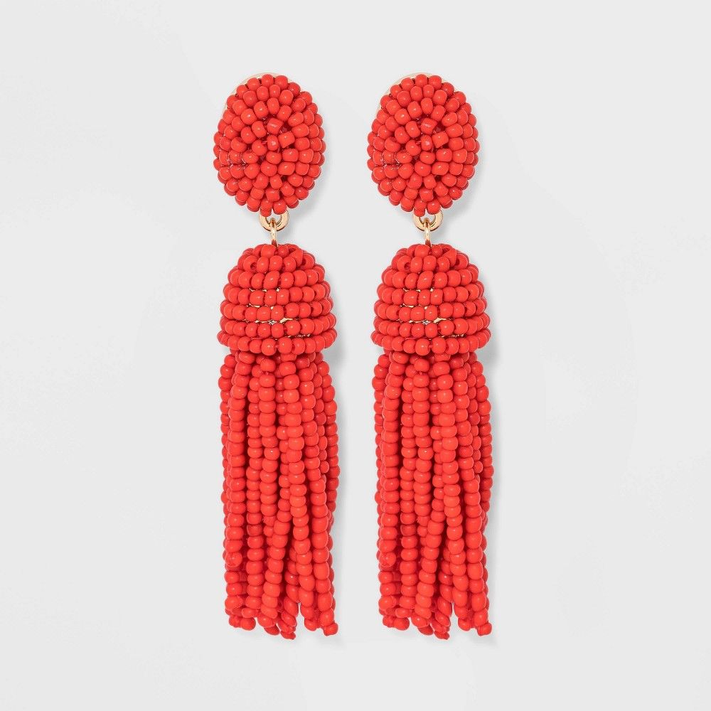 SUGARFIX by BaubleBar Polished Beaded Tassel Earrings - Red | Target