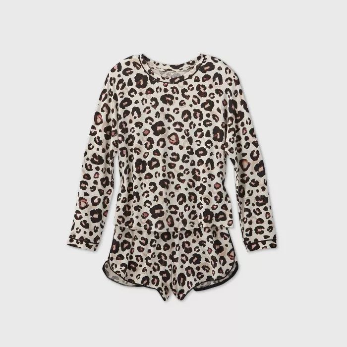 Women's Animal Print Beautifully Soft Long Sleeve Pajama Set - Stars Above™ Oatmeal | Target