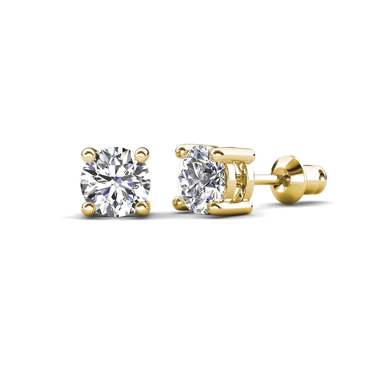 Cate & Chloe Mia 18k Yellow Gold Plated Stud Earrings with 1ct Simulated Diamonds Gift for Women | Walmart (US)