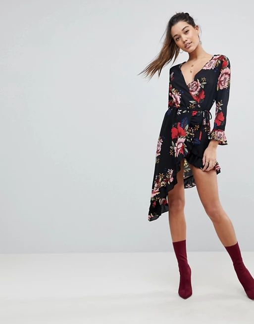 PrettyLittleThing Floral Asymmetric Hem Dress | ASOS UK