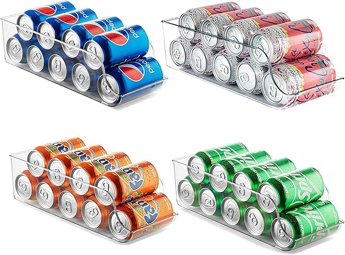 Set of 4 Refrigerator Organizer，Drink Soda Can Beverage Food Clear Plastic Holder for Fridge Fr... | Amazon (US)