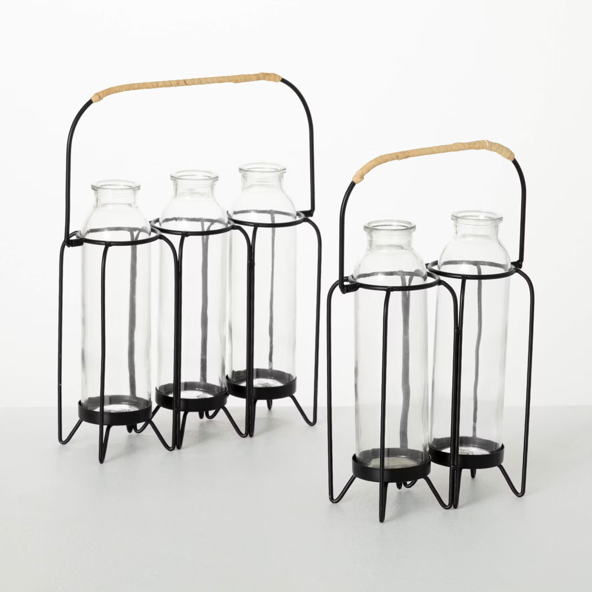 Sullivans 11.75" & 11" Modern & Metal Bottle Vase Set of 2, Glass | Target