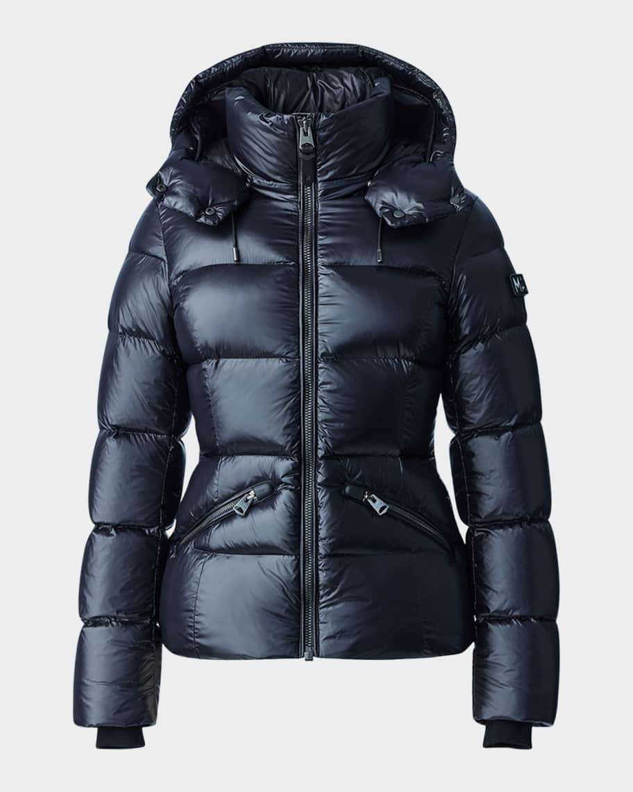 Madalyn Lustrous Light Down Jacket with Hood | Neiman Marcus