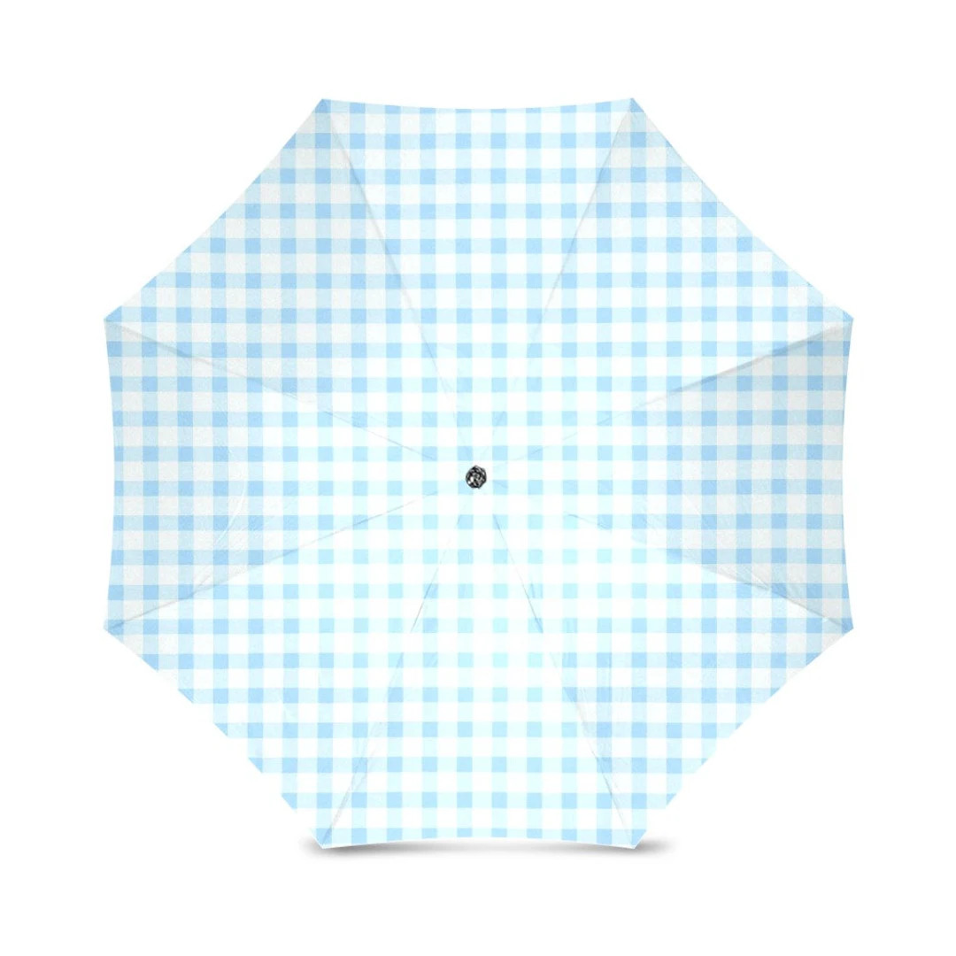 Blue Gingham Compact Umbrella, Plaid Coquette Collapsable Folded Portable Umbrella, Cute Travel A... | Etsy (US)