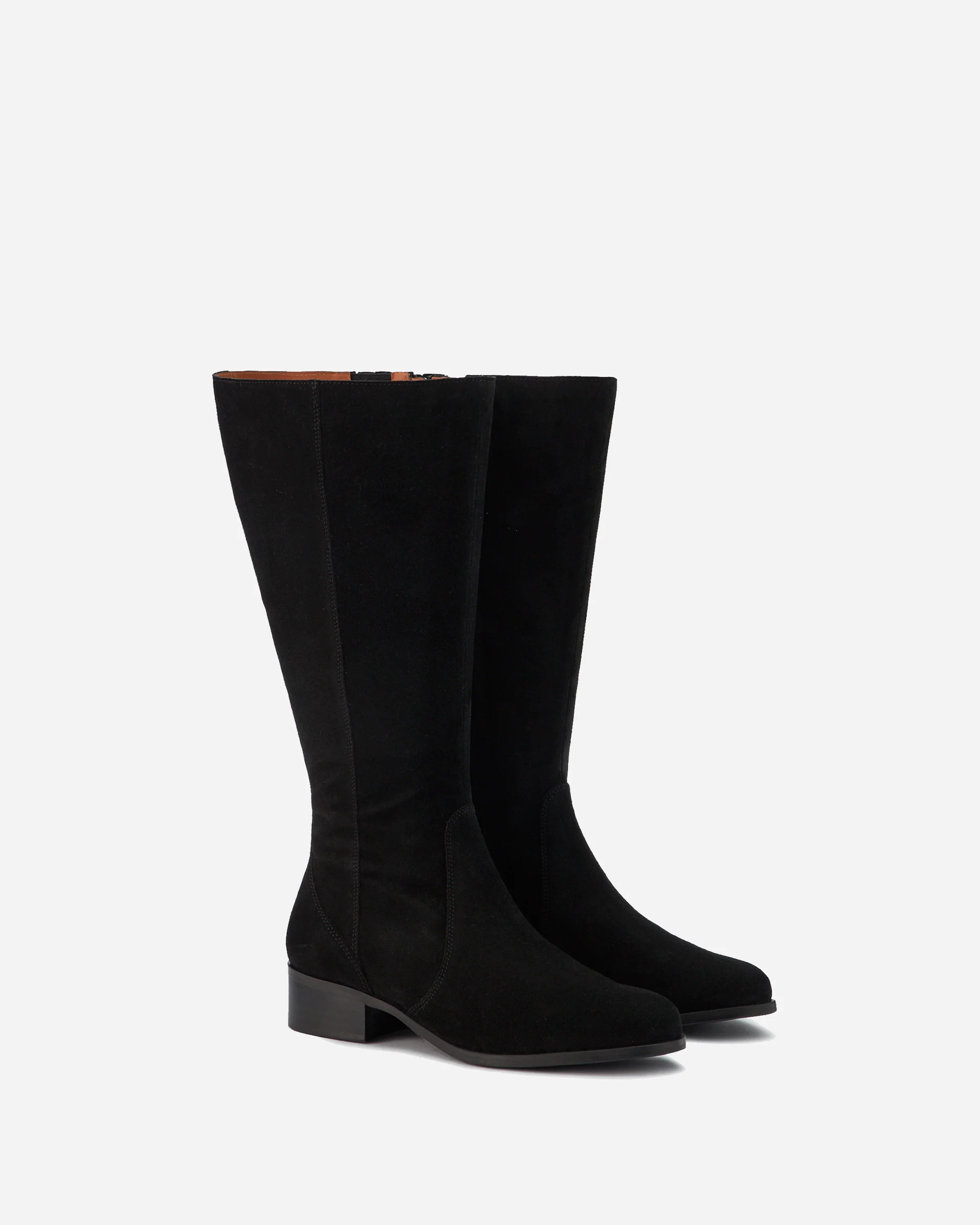 Haltham Petite Black Suede Flat Knee High Boots | DuoBoots | DuoBoots