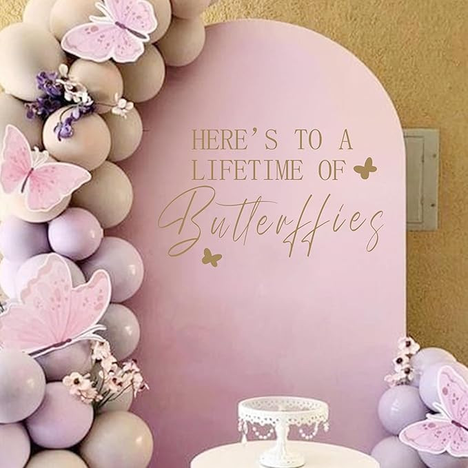 Here's to A Lifetime of Butterflies Decal Sign - Butterfly Themed Wedding Engagement Bridal Showe... | Amazon (US)