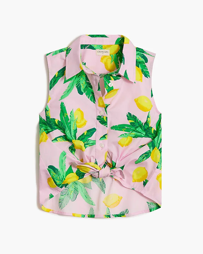 Girls' sleeveless tie-front button-up top | J.Crew Factory