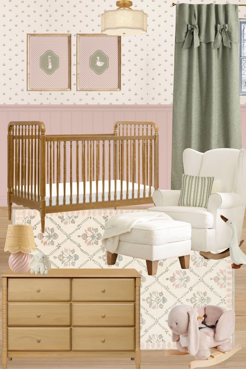 Cottagecore girl nursery room inspiration🐇🍃💗

Vintage wallpaper, cottagecore wallpaper, baby girl nursery inspo, vintage girl nursery wallpaper, cottagecore nursery furniture, nursery rug, pink and green nursery, bunny nursery, silly goose nursery  

#LTKBaby #LTKHome