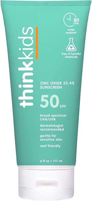 Thinkkids Kids Sunscreen SPF 50+, Mineral Formula, Water Resistant, 6 Fl Oz | Amazon (US)