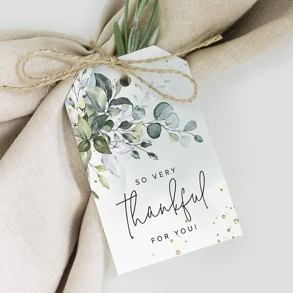 Bliss Collections Thank You Gift Tags, Greenery Watercolor, So Very Thankful for You Gift Tags fo... | Amazon (US)