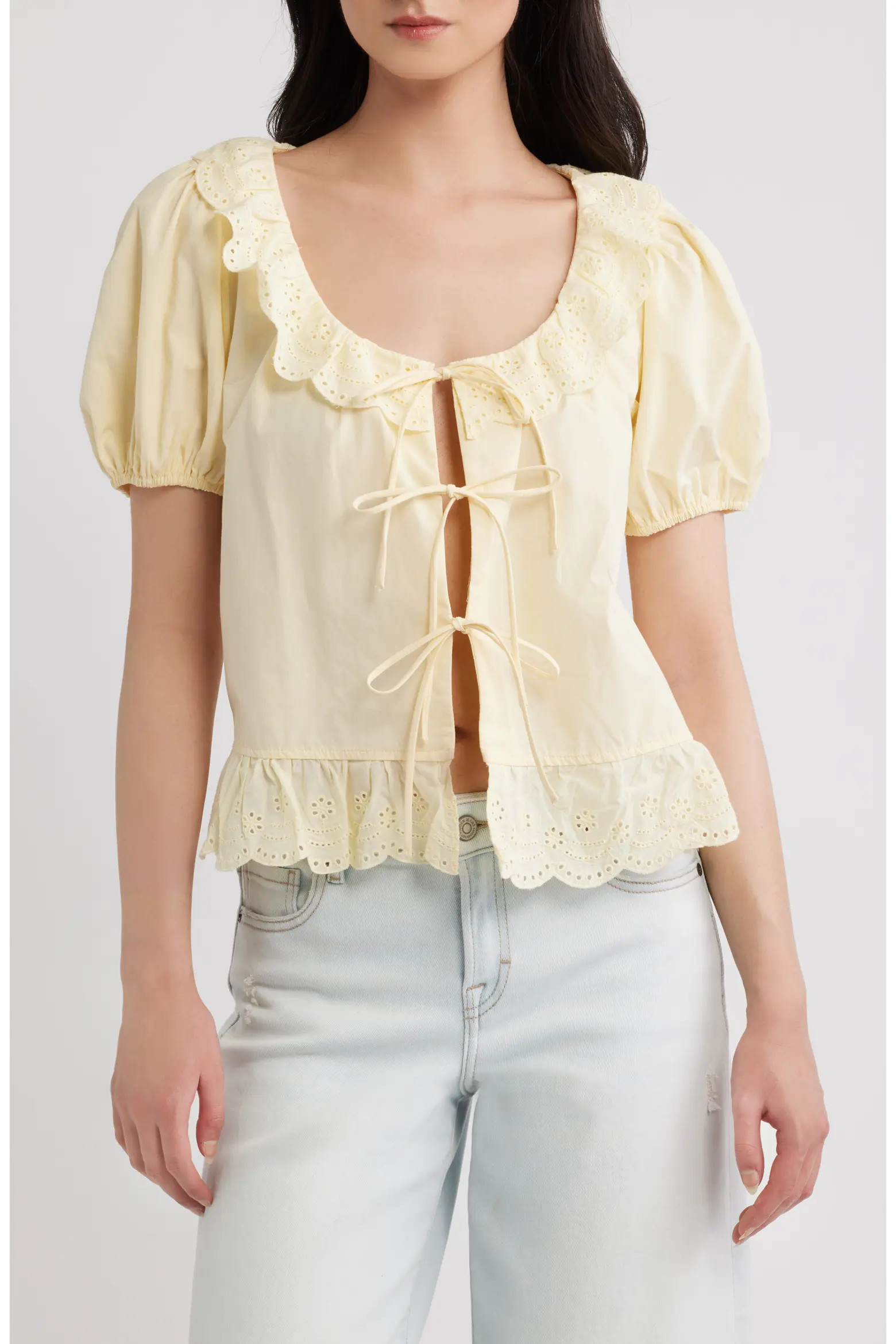 Petal & Pup Aspen Tie Front Cotton Eyelet Embroidered Top (Women) | Nordstrom | Nordstrom