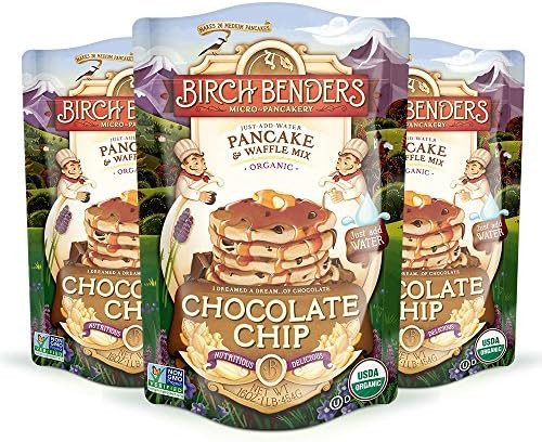 Birch Benders Organic Pancake and Waffle Mix, Whole Grain, Non-GMO, Chocolate Chip, 16 Oz (Pack o... | Amazon (US)