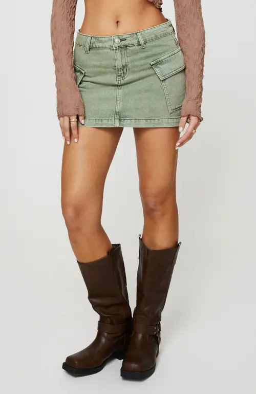 Princess Polly Zakai Denim Cargo Miniskirt in Green at Nordstrom, Size 2 | Nordstrom
