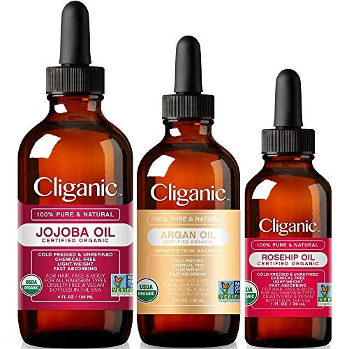 Cliganic Organic Carrier Oil Trio: Jojoba, Argan & Rosehip | Amazon (US)