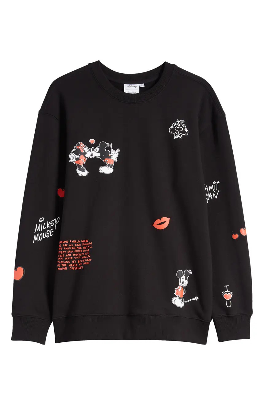 x Disney Mickey & Minnie Mouse Cotton French Terry Sweatshirt | Nordstrom