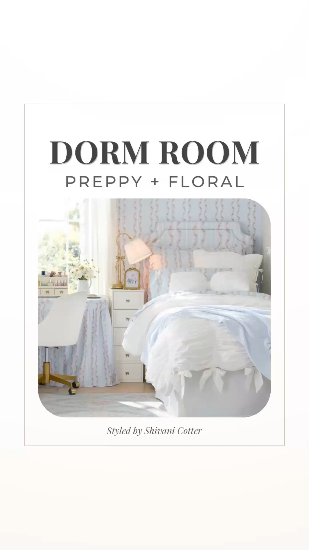 Preppy + Floral Dorm Decor and More

If you love a dorm room that feels soft, feminine, and pulled together, this preppy floral look is one of my favorites.

Light blue tones, delicate florals, and layered textures create a space that feels elevated without being overdone.

Key pieces that make this look work:
• Floral bedding + bow details for a soft, preppy feel
• Upholstered no-nails headboard for an instant upgrade
• Bed skirt + hidden storage for a clean, finished look
• Desk skirt + ottoman for function + style
• Washable rug to warm up the space

This is the kind of dorm setup that feels cozy, polished, and completely put together from day one.

Everything is linked in my LTK. Save this for move-in.

#LTKHome