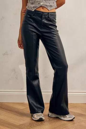 UO Black Christy PU Flare Trouser Pant | Urban Outfitters (US and RoW)