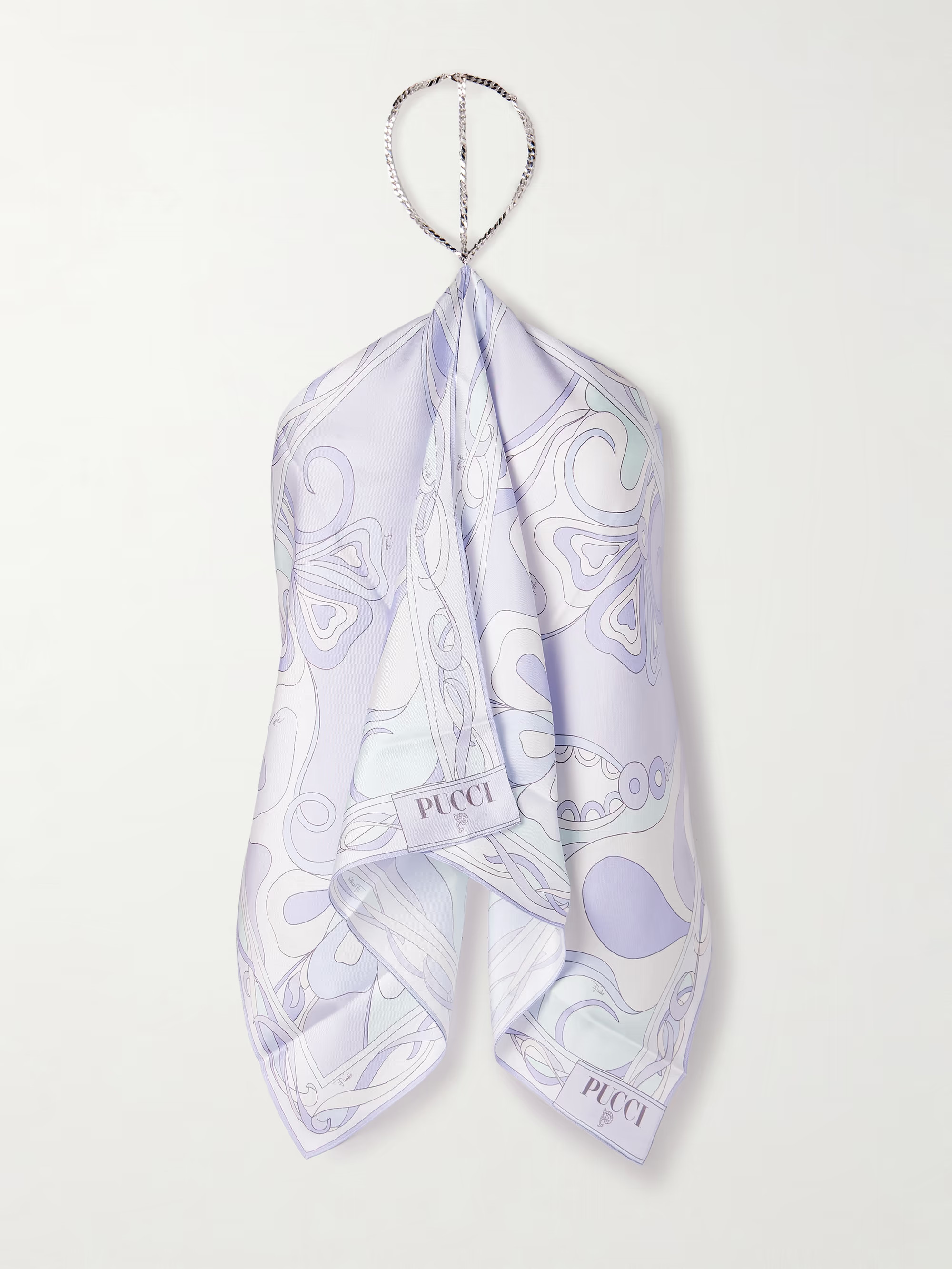 Printed silk-twill halterneck tank - lavender - One Size | NET-A-PORTER (US)