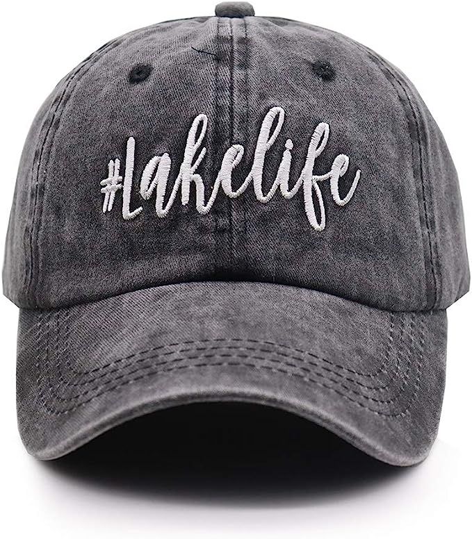 OASCUVER Printed Lake Life Hat Distressed Cotton Adjustable Beach Life Unisex Baseball Cap | Amazon (US)