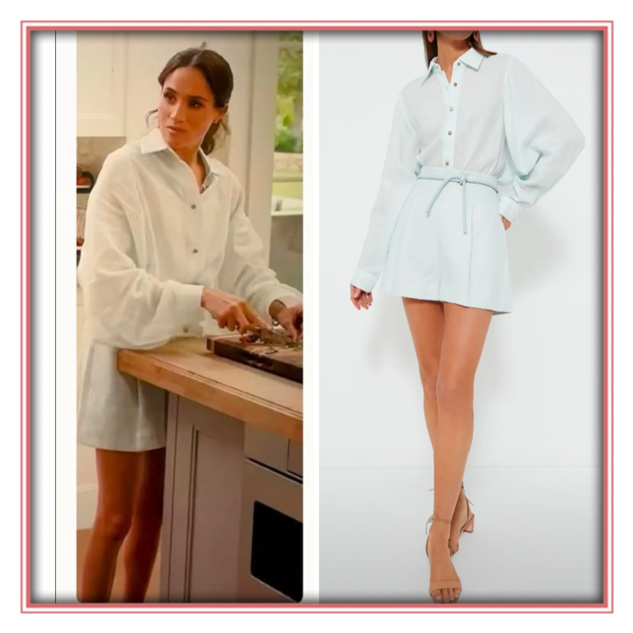 Meghan Markle In Zimmermann Natura shirt and matching shorts 