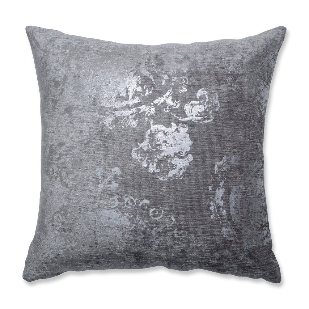 Metallic Suzani Square Throw Pillow Gray - Pillow Perfect, Adult Unisex, Size: 18""x18"" | Target