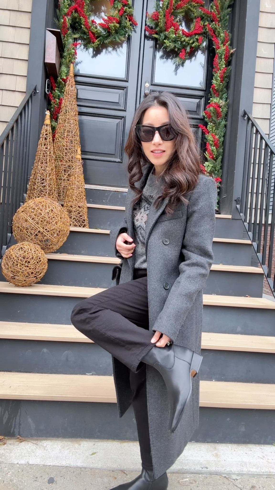 These boots are soft leather and comfortable with no breaking in needed! 

Also linked my same sweater in a shorter more petite friendly version, I would’ve loved this version if it were available earlier! 

• Steve Madden boots 5.5

• aritzia fair isle sweater XXs oversized longer fit 

• aritzia ribbed tee XS sized up

• Abercrombie jeans 24 short , linked similar in shorter options . Amongst the similar styles, the quince jeans are a slightly wider straight cut, and the Old Navy ones are a little slimmer 

• constant coat XXS - love this one! So many compliments in gray and black. Menswear fit 

• Chanel bag and ysl Kate sunglasses

Causal festive outfit , laid back holiday party events, Christmas shopping outfit , warm sweater and coat. Petite jeans  

#LTKdayinmylife #LTKootd #LTKPetite