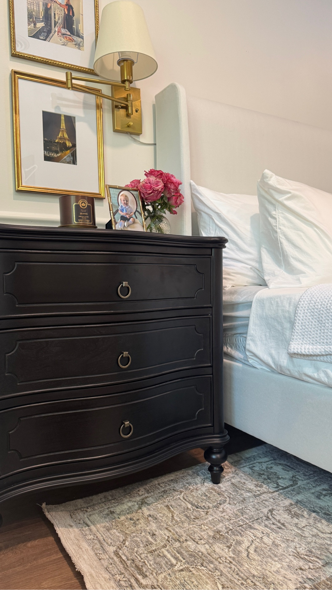 I have been refreshing our primary bedroom lately, and it’s amazing what a difference a few intentional updates can make.
We kicked things off with this neutral area rug from Wayfair. The blend of browns, grays, and whites brings everything in the room together so effortlessly. It adds warmth and depth without overpowering the space.
Then came the bed. This white upholstered frame feels like a classic—crisp, cozy, and so well made. Plus, it was a breeze to assemble.
And finally, the nightstands. I love the contrast these black beauties bring. They have a timeless silhouette with a modern twist—built-in USB, USB-C, and outlet ports for easy charging. No more crawling under the bed to find a cord!
#ad @wayfair #wayfair #wayfairpartner #LTKautumn 

#LTKHome #LTKSaleAlert