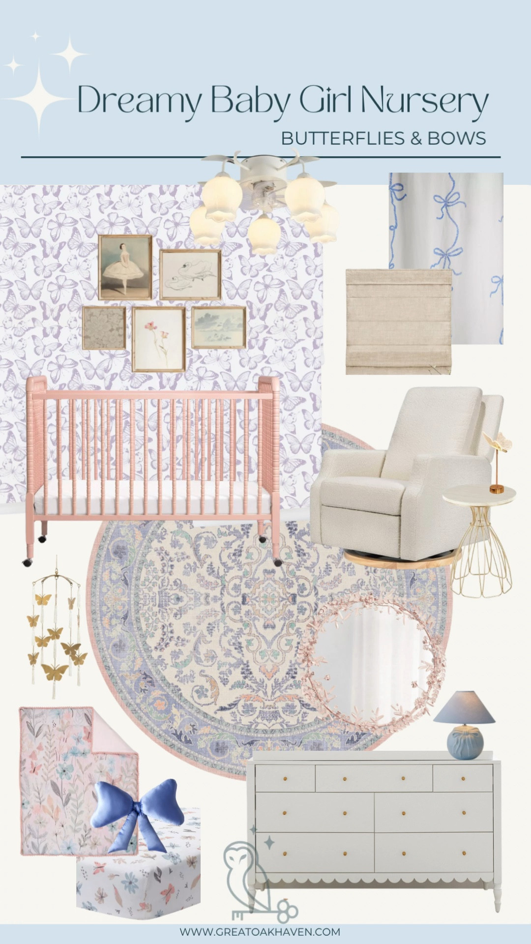 🎀 looking for some dreamy nursery inspo for your baby girl? 

🦋bows, butterflies, & botanicals for your little ladies

🌷okay okay and maybe slight Bridgerton Vibes bc it’s magical 

✨ congrats mama 
🩵Kelly 

#LTKBump #LTKFamily #LTKBaby
