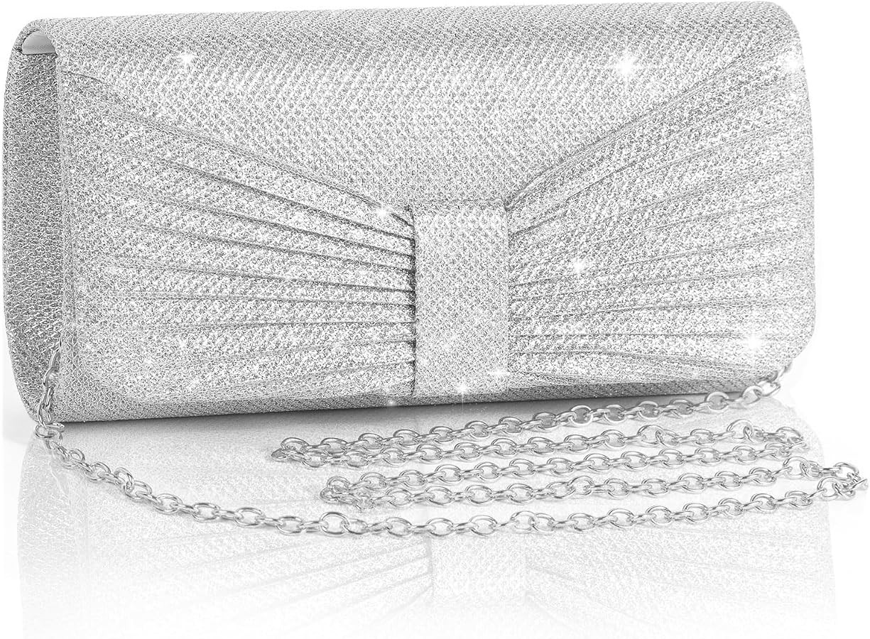 Evening Bag Clutch Purses for Women Wedding Bag Sparkling Party Handbag with Detachable Chain | Amazon (US)