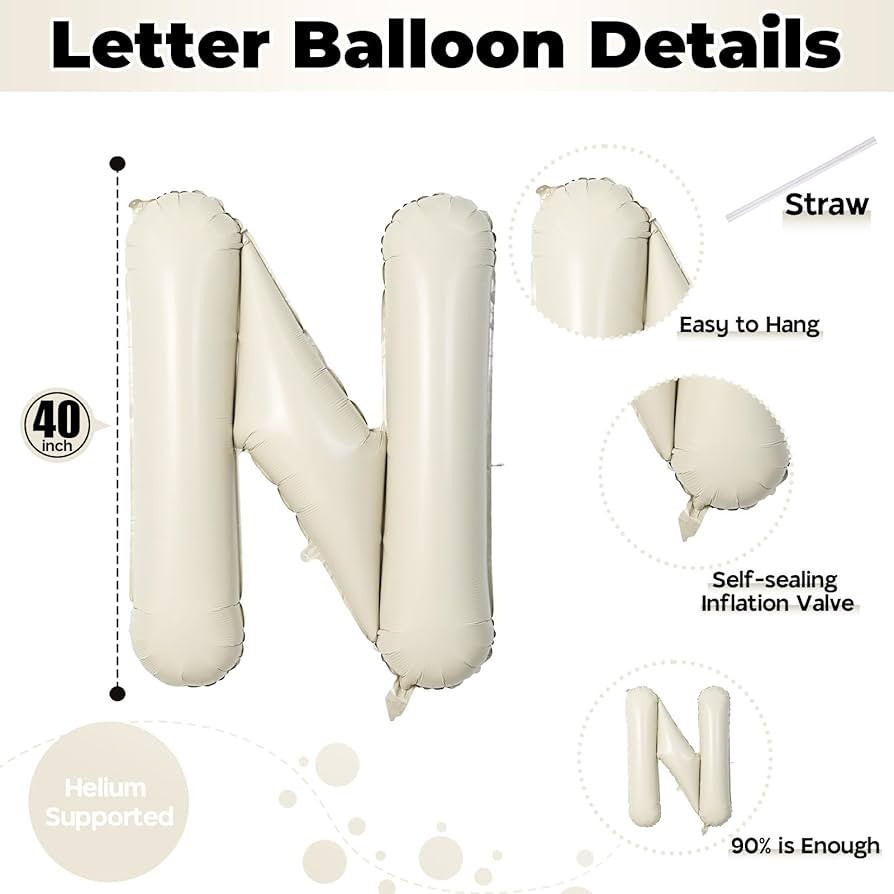 40 Inch Beige One Balloons for 1st Birthday, Cream White Sand One Balloon Letters with Ribbon, Ne... | Amazon (US)