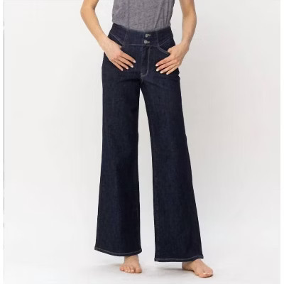 Women's Wide leg Geo Dark Wash - Judy Blue 26 | Target