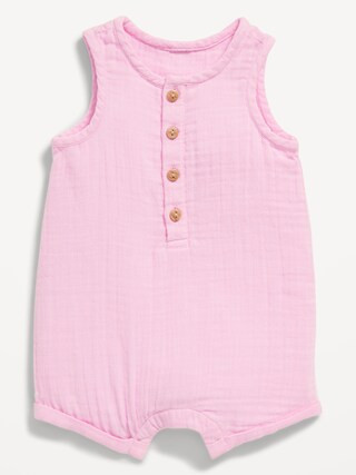 Unisex Sleeveless Henley Romper for Baby | Old Navy (US)