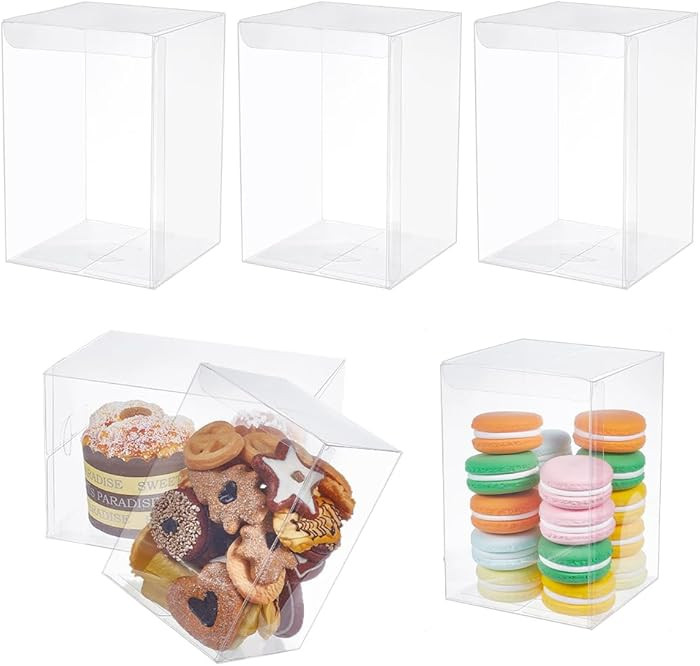 BENECREAT 10pcs Clear Favor Box 4x4x6 Inches Plastic Gift Packing Box for Candy Choclate and Dess... | Amazon (US)