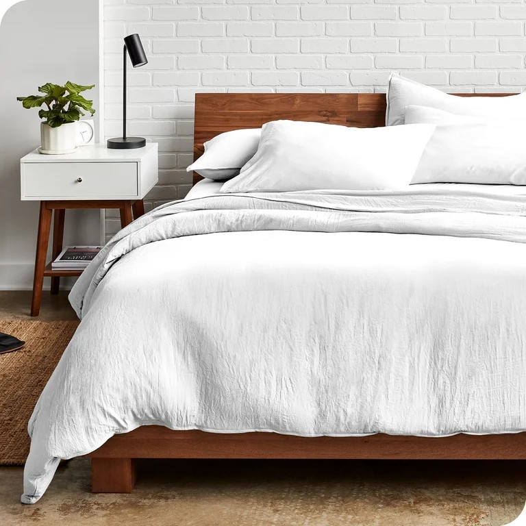 Bare Home Sandwashed Duvet Cover Set, 1800 Ultra-Soft Collection, Oversized King, White, 3-Pieces... | Walmart (US)