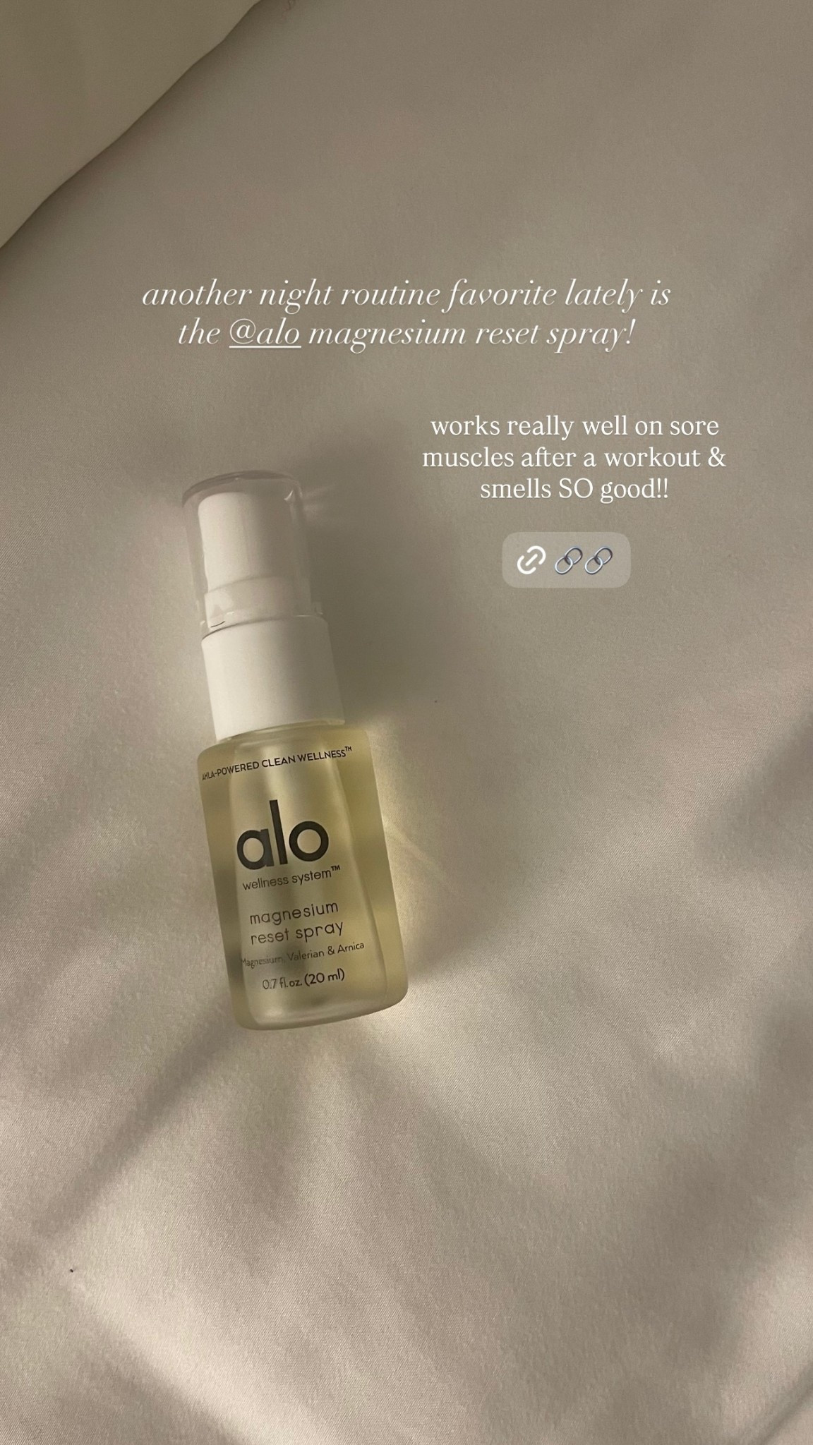 another night routine favorite lately is the @alo magnesium reset spray!  works really well on sore muscles after a workout & smells SO good!!

this is the mini that I received free with purchase but will definitely consider getting the full size when this runs out!

#LTKFindsUnder50 #LTKActive #LTKselfcare