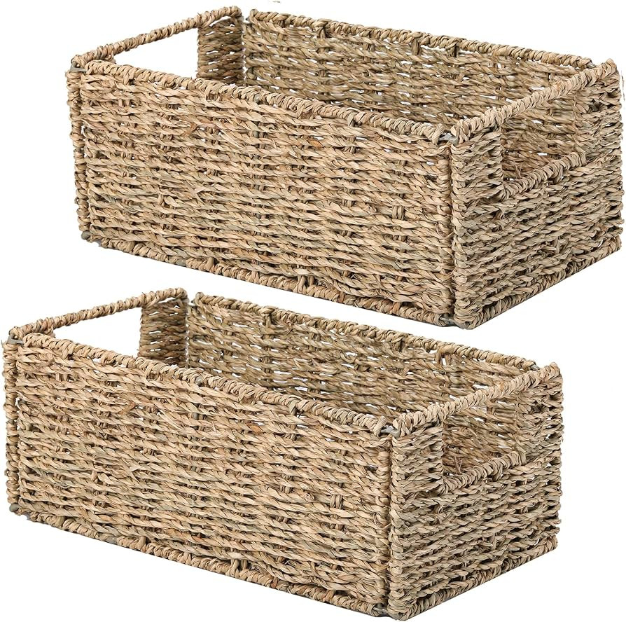Vagusicc Wicker Storage Basket, Set of 2 Hand-Woven Storage Baskets for Organizing, Small Wicker ... | Amazon (CA)