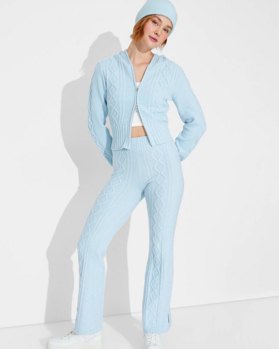 NEW!! Light blue cable knit sweater set from Target 🩵 $60 together or $28 pants | $32 top 

#LTKFindsUnder50 #LTKSeasonal #LTKStyleTip