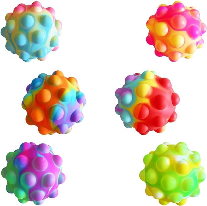 Zxhtwo 6 Pcs Pop Ball Fidget Toy, Fidget Ball Push Poping Bubble Sensory Toys Stress Relief Finge... | Amazon (US)