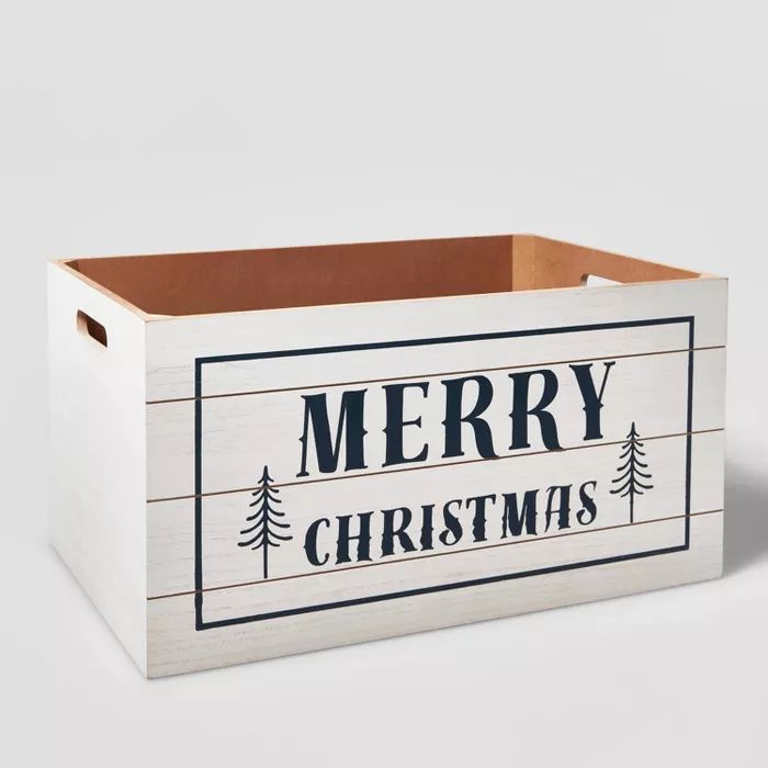 Merry Christmas Wood Crate White/Black - Wondershop&#8482; | Target
