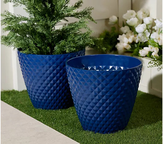 Jennings Set of 2 XL Pearlescent Diamond 15-1/4" Planters - QVC.com | QVC