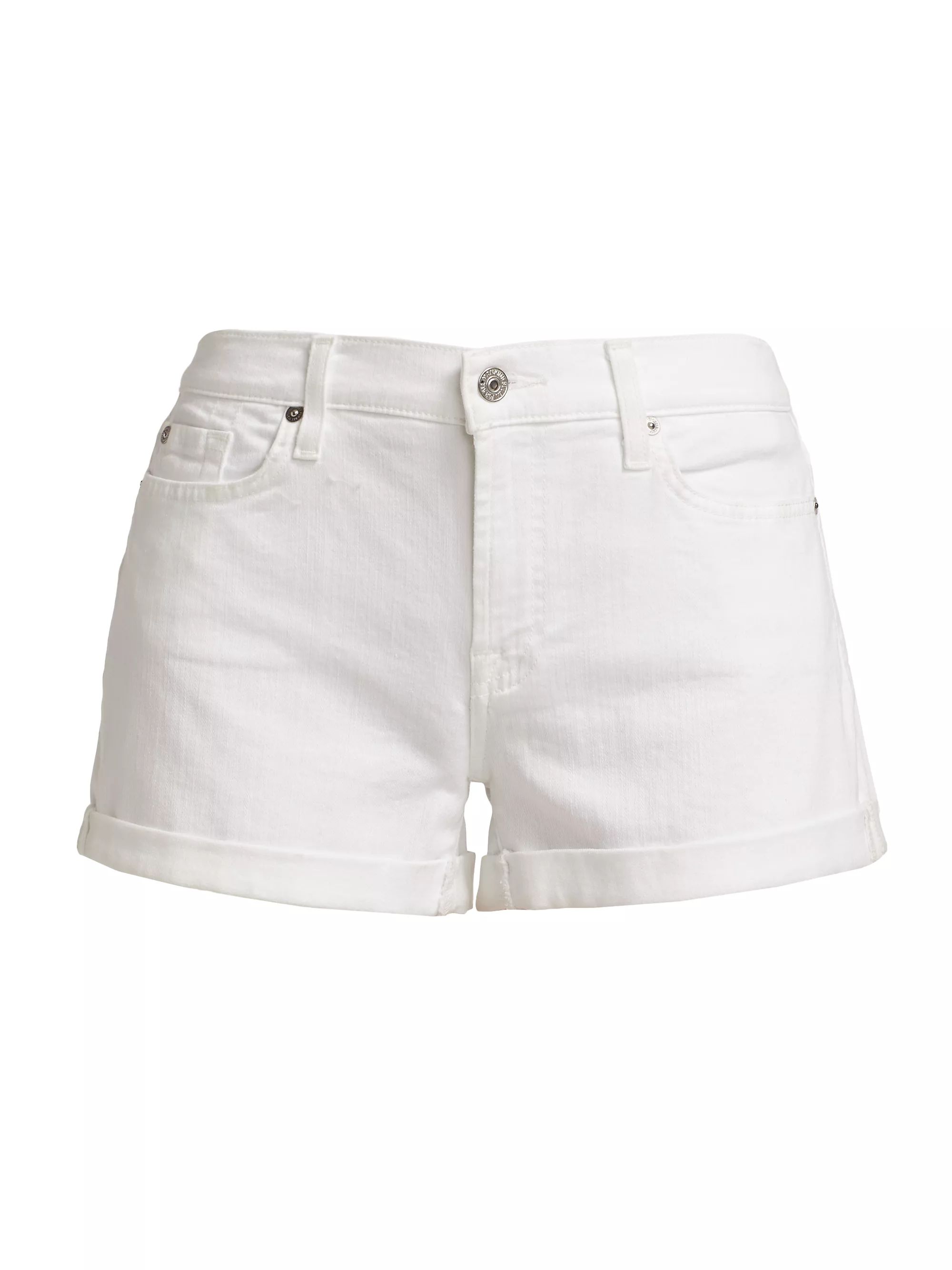Low-Rise Stretch Denim Rolled Shorts | Saks Fifth Avenue