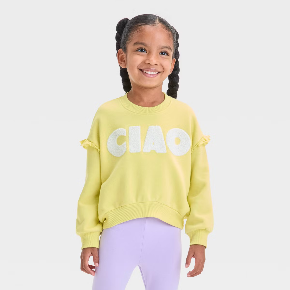 Grayson Mini Toddler Girls' Ciao French Terry Sweatshirt - Yellow | Target