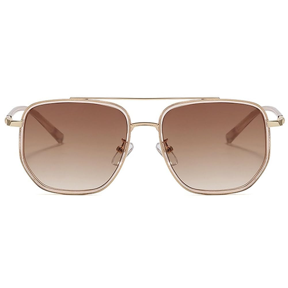 Vintage Square Oversized Pilot Sunglasses for Women Men Double Bridge Sun Glasses 70s Trendy Styl... | Amazon (US)
