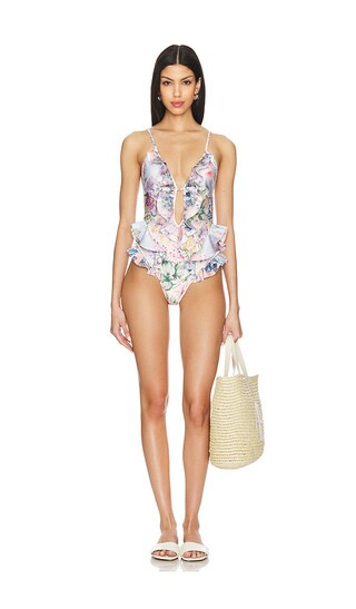 Halliday Waterfall Frill One Piece in Spliced | Revolve Clothing (Global)